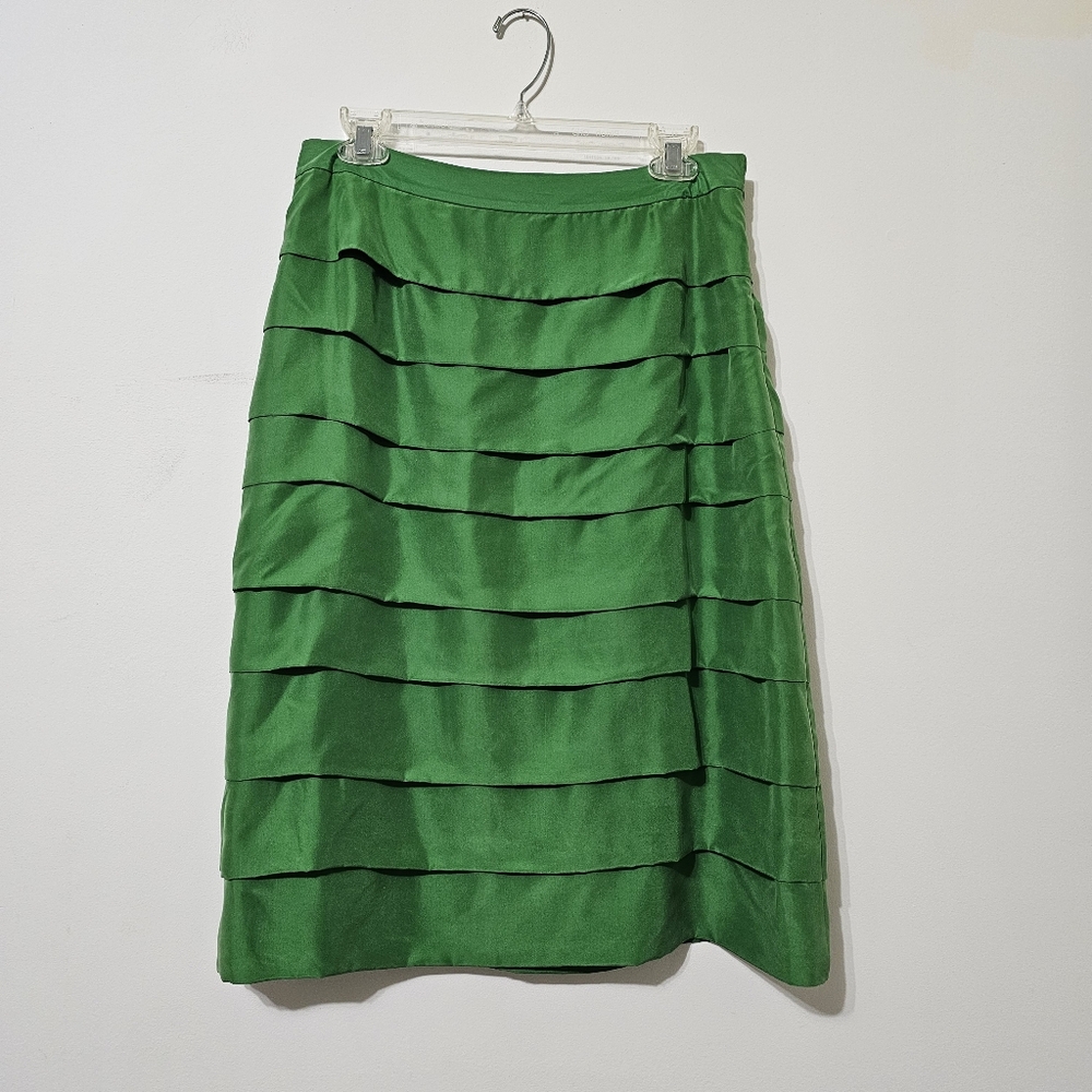 Boden Green Silk Pencil Skirt